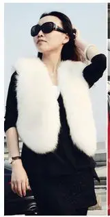 vetement femme colete de pele feminina Winter Outerwear Faux Fur Sleeveless Vests Jacket Short Fluffy Waistcoat YR212