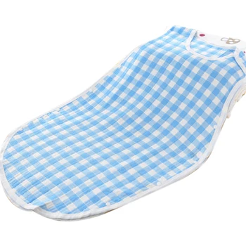 

40 X 60cm Pure Cotton Vest-Style Anti-Kick Sleeping Bag For Baby Toddler Blanket Sleeping Bags-Blue Grid/Purple Grid/Coffee Grid