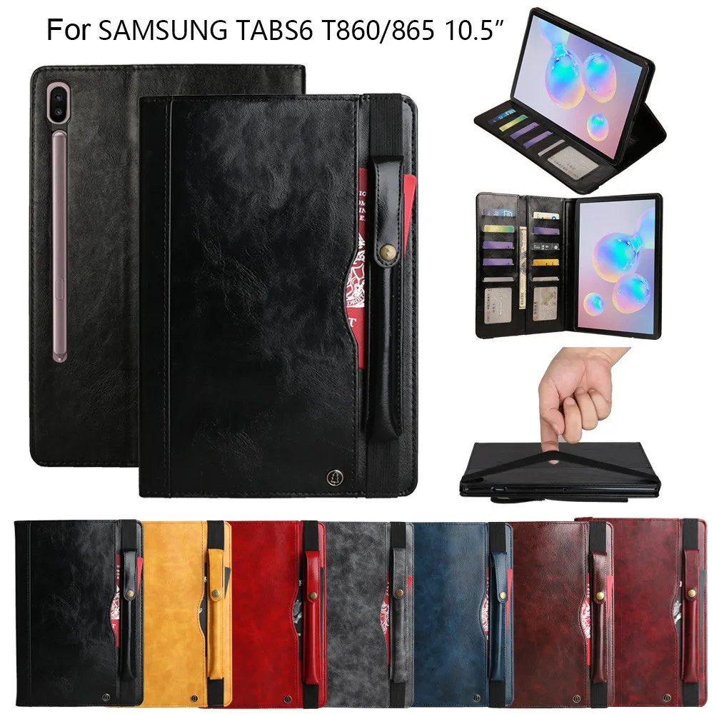 Чехол-Кошелек для планшета для samsung Galaxy Tab S6 10,5 T860/T865 из искусственной кожи, ударопрочный чехол-накладка с подставкой и отделением для карт