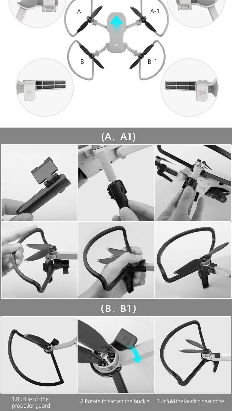 Foldable Propeller Guards with Landing Gear For DJI Mavic Mini Safe Landing and Flying Quick Release Propeller Drone Accessories