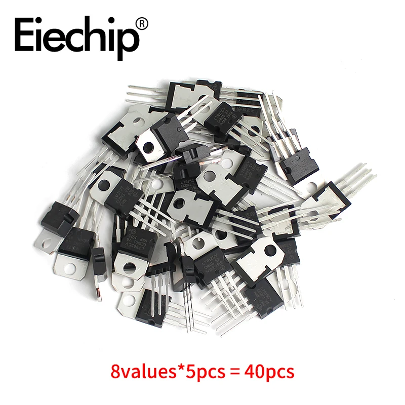 40pcs/set Voltage Regulators IC TO-220 L7805/7806/7809/7812/7815/7905/7909 LM317T  Mosfet Transistor  Assortment Kit
