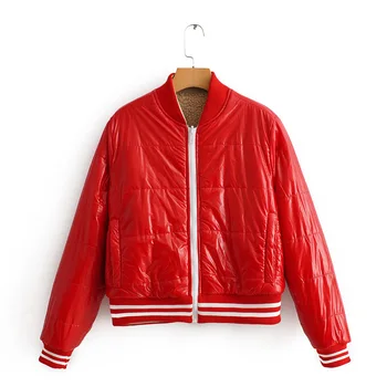 

Stylish Autumn Winter Women Glossy Fleece Jacket Two Side Wear Pockets Teddy Coats Chic Thick Warm Anorak Jackets