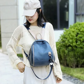 

2020 new women's backpack large capacity fashion ladies backpack double zipper solid color anti-theft backpack