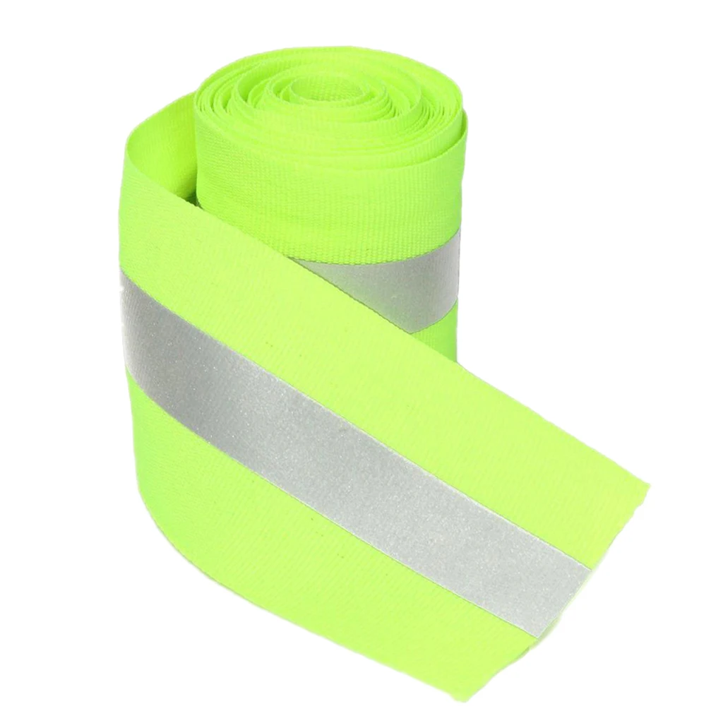 Silver Reflective Tape Safty Strip Sew On Lime Synth Fabric 3 Meters