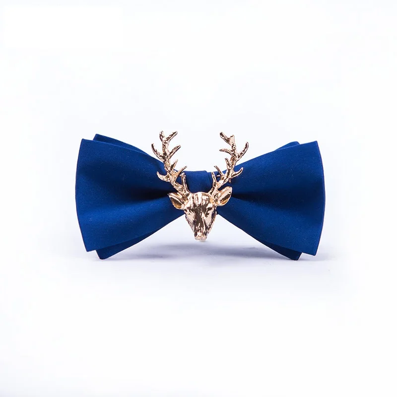 

High Quality 2020 New Men Bow Tie with Metal Elk Smooth Butterfly Luxury Designers Brands Wedding Bow Ties for Men Purple Yellow