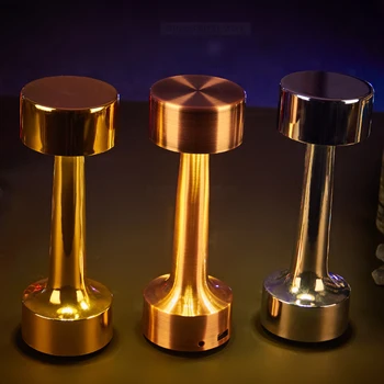 

Vintage Bar Table Lamps Gold Chargeable Led Night Lights Bedroom Bedside Lamp Portable Battery Desk Light Fixtures Home Art Deco