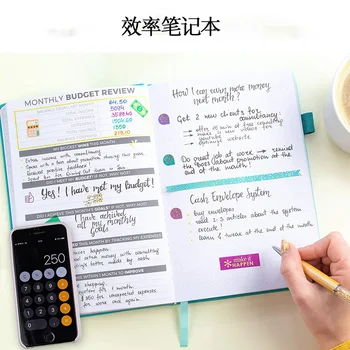 

Imitation Leather Efficiency Notebook 100g Thickened Paper Lock Line Glued Ivory Paper Student Diary English Study Plan