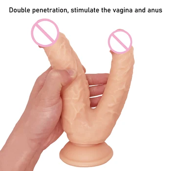 China Manufacturer Huge Double Dildos Double Penetration Vagina and Anus Soft Skin Feel Penis Double Headed Phallus Sex Toys for Women Masturbation Wholesale Huge Double Dildos Double Penetration Vagina and Anus Soft Skin Feel Penis Double Headed Phallus Sex