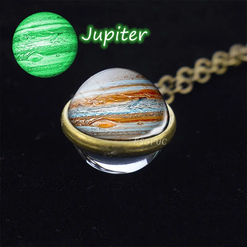 Светится в темноте солнечной системы ожерелье Луна земля Марс ожерелье двухстороннее стекло шар ожерелье со светящимся в темноте кулоном ювелирные изделия - Окраска металла: Jupiter