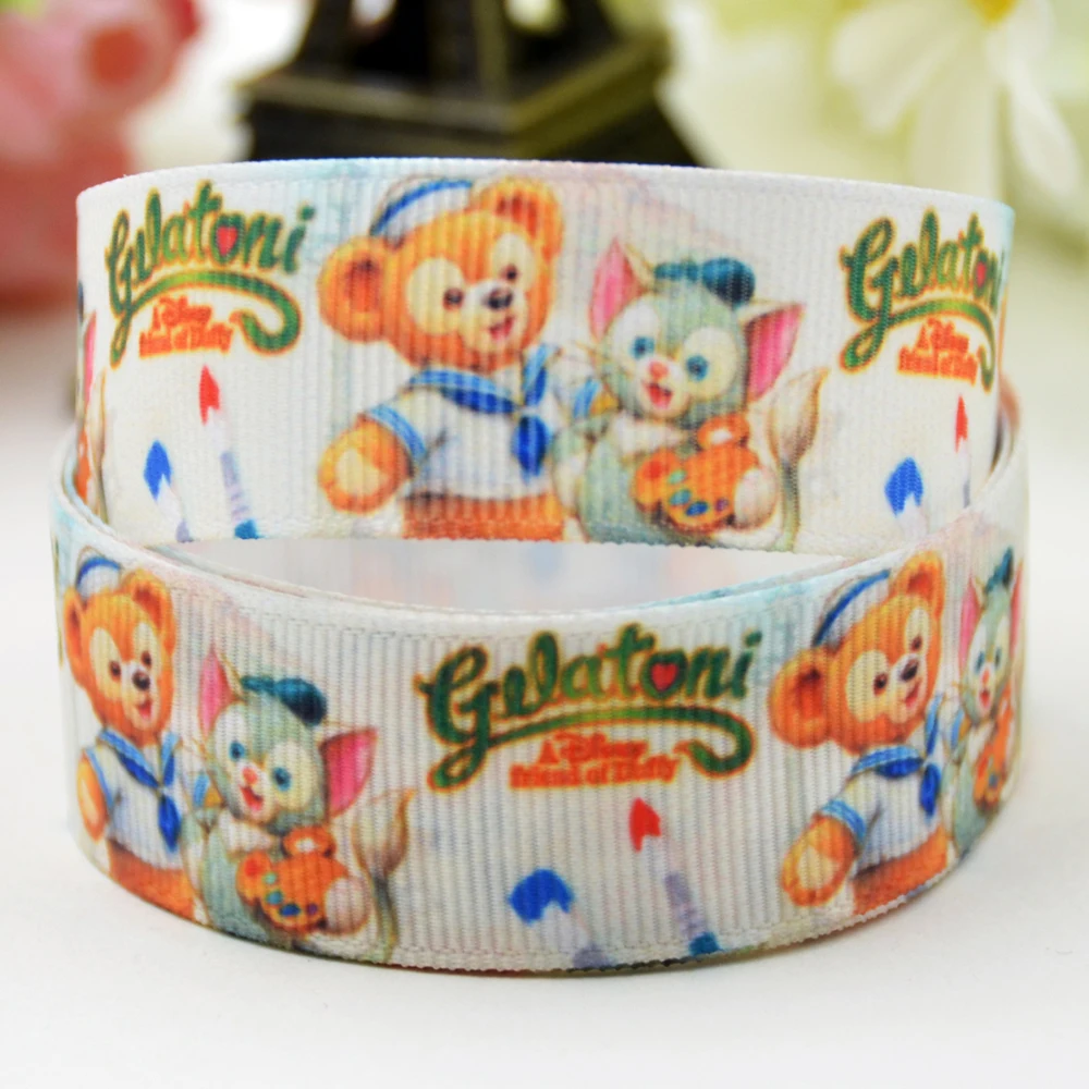 7/8 ''(22 мм) вечерние атласные ленты с принтом героев мультфильмов Duffy Bear, 10 ярдов Mul072 - Цвет: X 01497