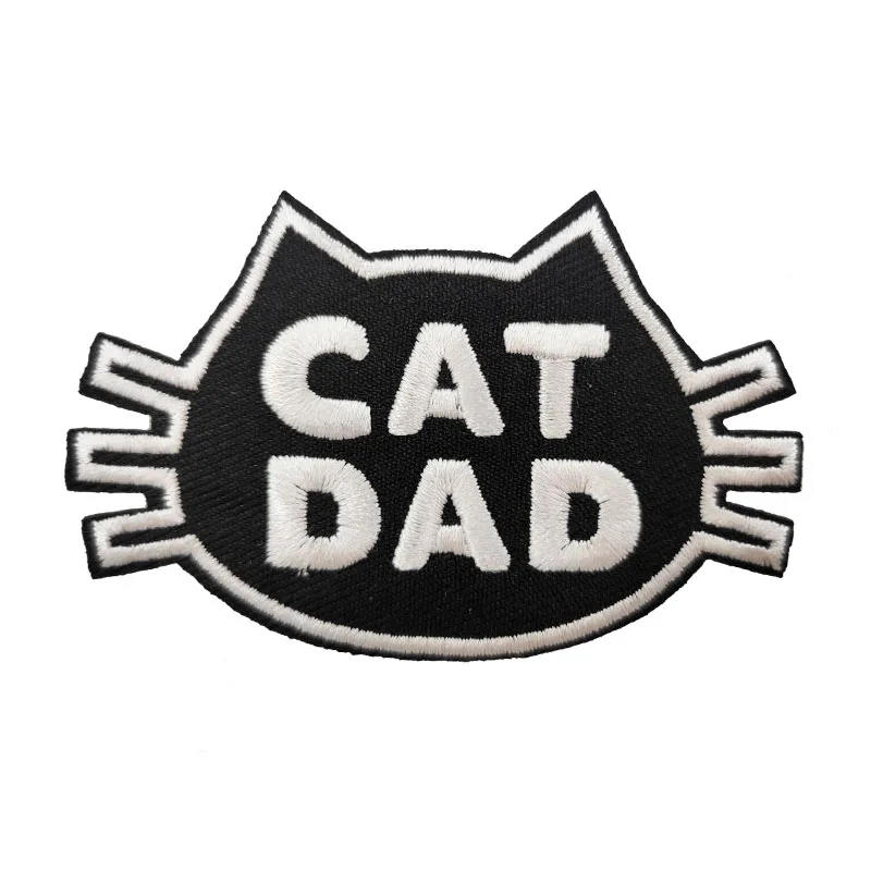 3&quot Cat Dad Embroidered Iron on Patch sew Applique Pet Lover Kitty Pets Guy Man |