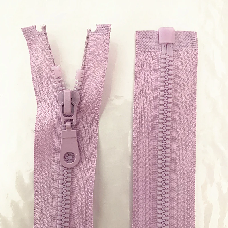

2pcs 5# 25-70cm Light purple detachable resin zipper opening opening automatic ecological locking plastic zipper for sewing suit