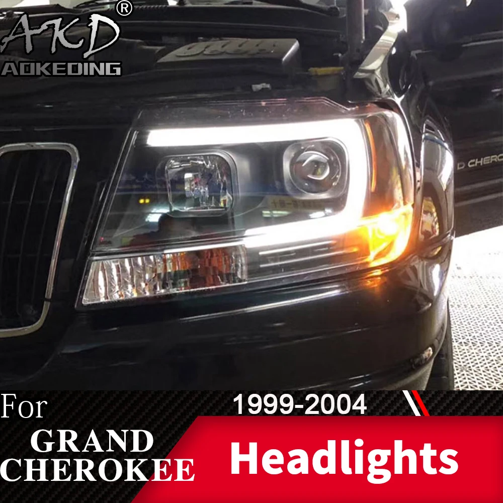 Фара для автомобиля Jeep Grand Cherokee 1999-2004 головной светильник s противотуманный светильник s дневной ходовой светильник DRL H7 светодиодный Биксеноновая лампа автомобильные аксессуары