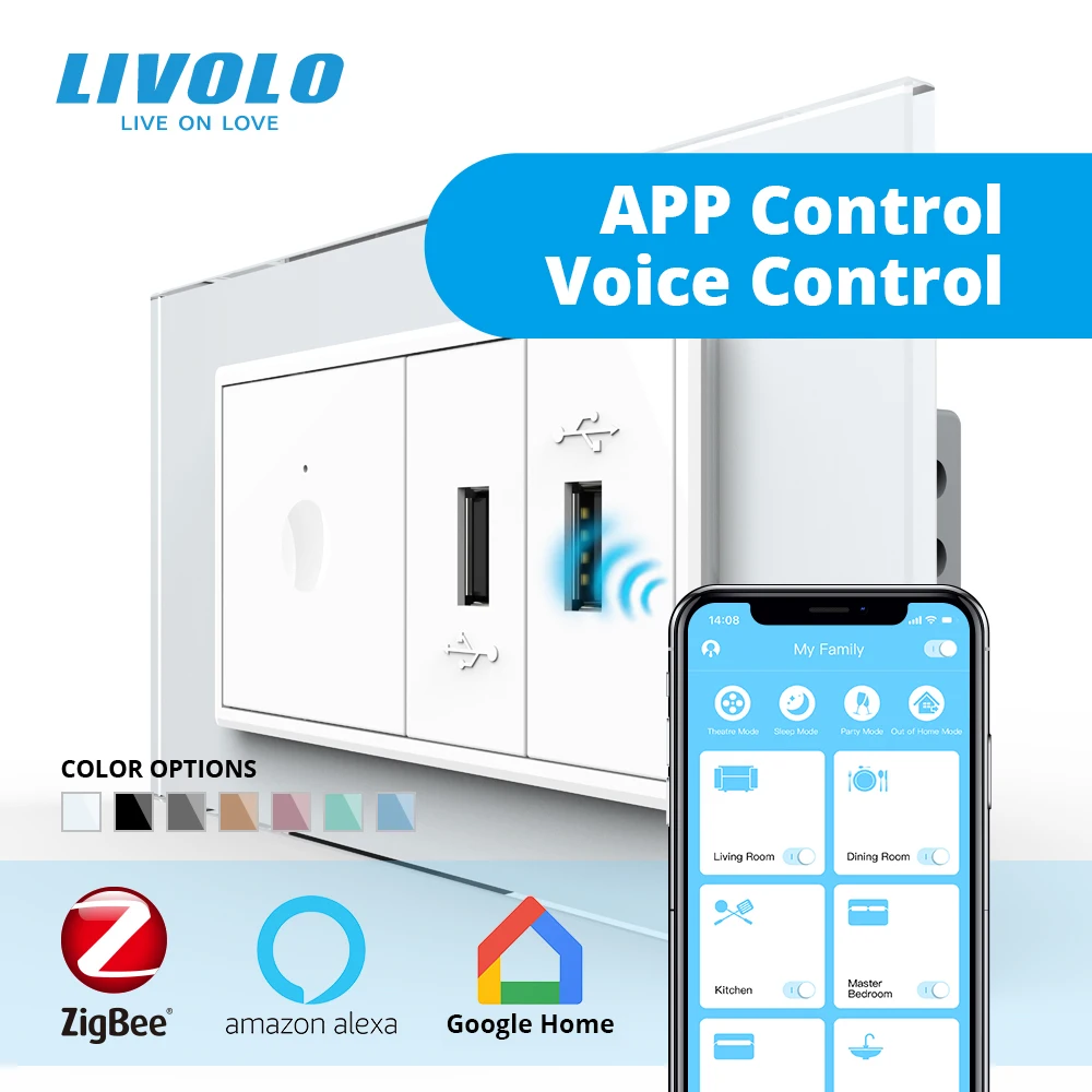 Настенный сенсорный выключатель Livolo C9 двухсторонний умный zigbee с Wi Fi из