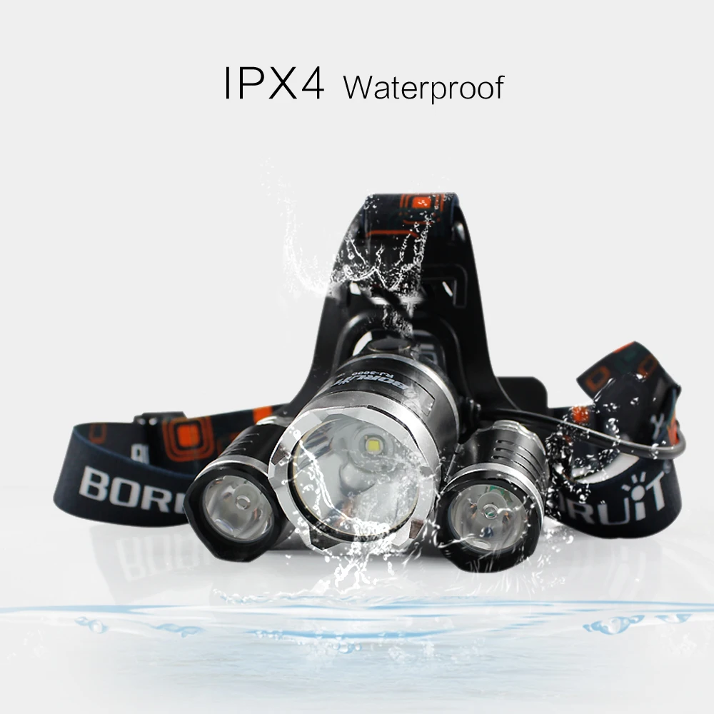 US $13.28 BORUiT RJ3000 XML2 LED Headlamp 3000LM 4Mode Waterproof Headlight USB Rechargeable 18650 Head Torch For Camping Hunting