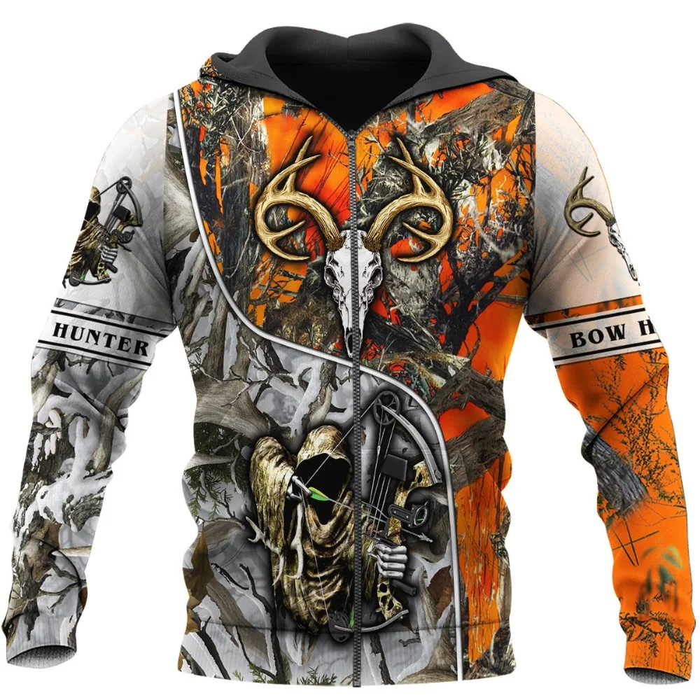 

Bow Hunter 3D All Over Printed Zip Hoodies Unisex Harajuku Casual Jackets Fashion Tops -1