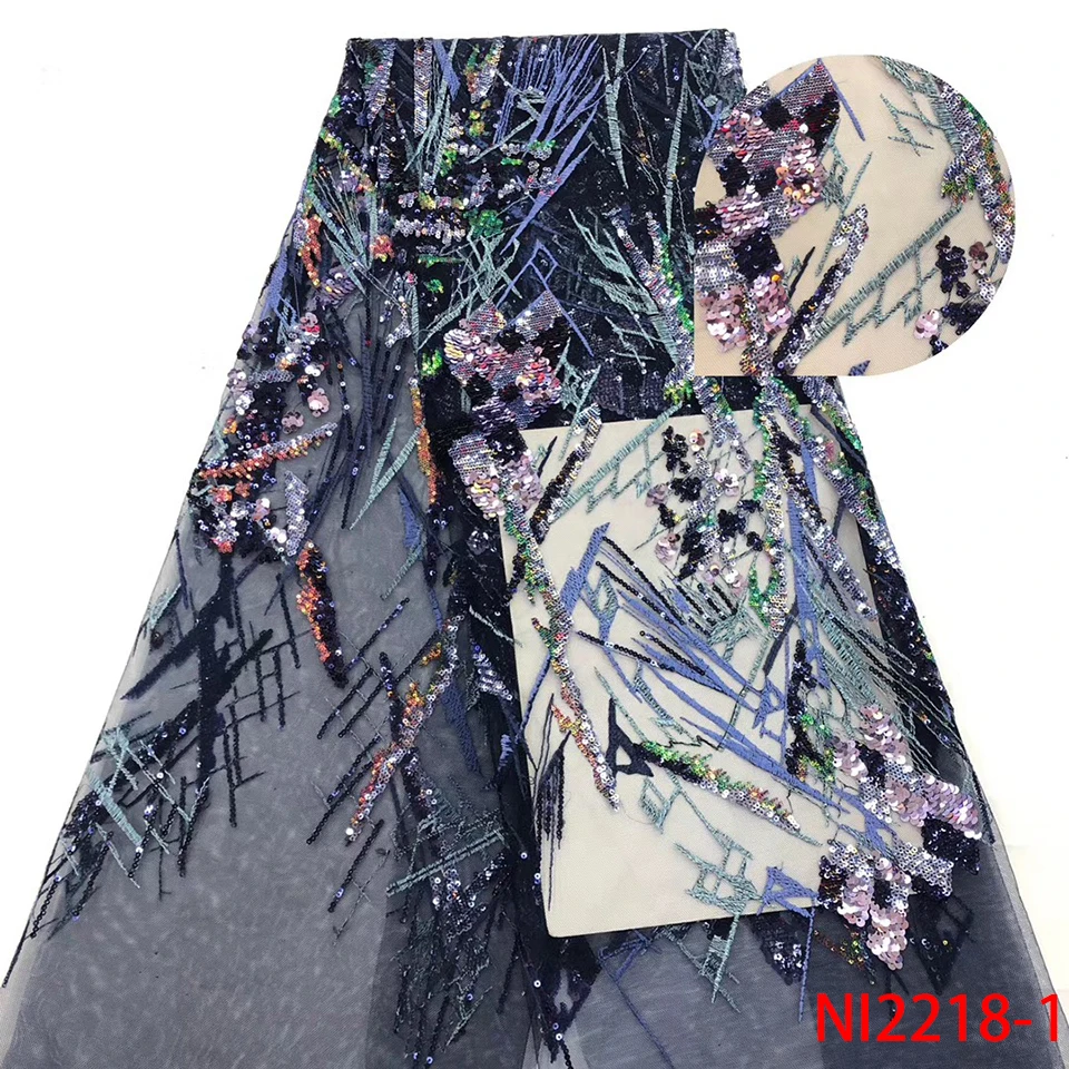 Высококачественная последовательная кружевная ткань для невесты кружевные материалы вышивка Африканский французский Тюль кружевная ткань ткани с блестками NI2218