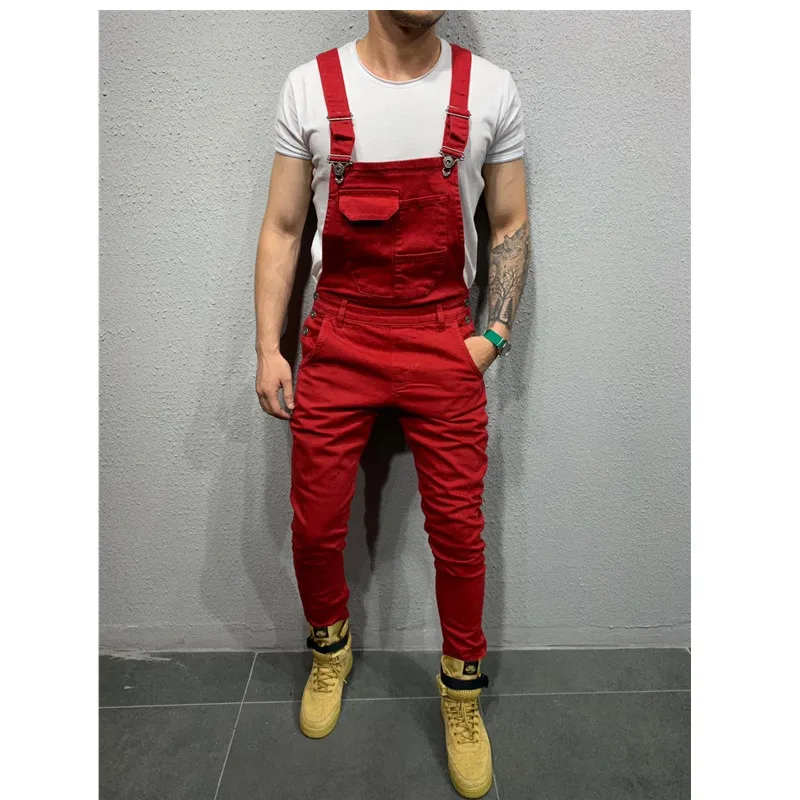 Новинка, мужские комбинезоны, мужские брюки карго с несколькими карманами, повседневные свободные штаны для бега, мужские брендовые комбинезоны в стиле хип-хоп, уличная одежда - Цвет: red