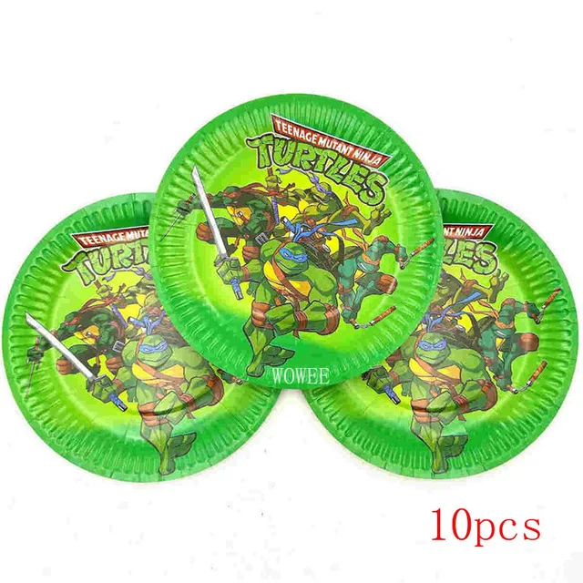 10pc plates Товары для вечеринки в честь Дня рождения Черепашки-ниндзя, Детская скатерть, баннеры, тарелки, чашки, соломинки, скатерть, вечерние украшения, тарелка для душа ребенка - Цвет: 10pc plates