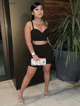 

Macheda Spring 2022 Halter belt crop top with high-waisted tight shorts Slim two-piece women's multi-color optional soft comfort