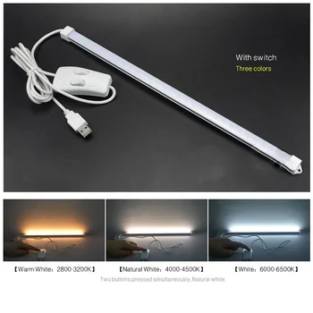 

5V 35cm LED Lamp USB Bookcase Lamp 3 Colors Switch Cabinet Book Lamp Reading Light For Children Study Room Kitchen Cabinet Bulb