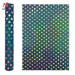 Iridescent Polka Dot Glitter Faux Leather Fabric - Small Roll 20x120cm (Purple Dots)