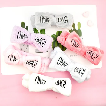 

New Letter"OMG" Flannel Soft Bow Headbands for Women Girls Turban Cute Hair Holder Hairbands Hair Band Headwear Hair Accessories