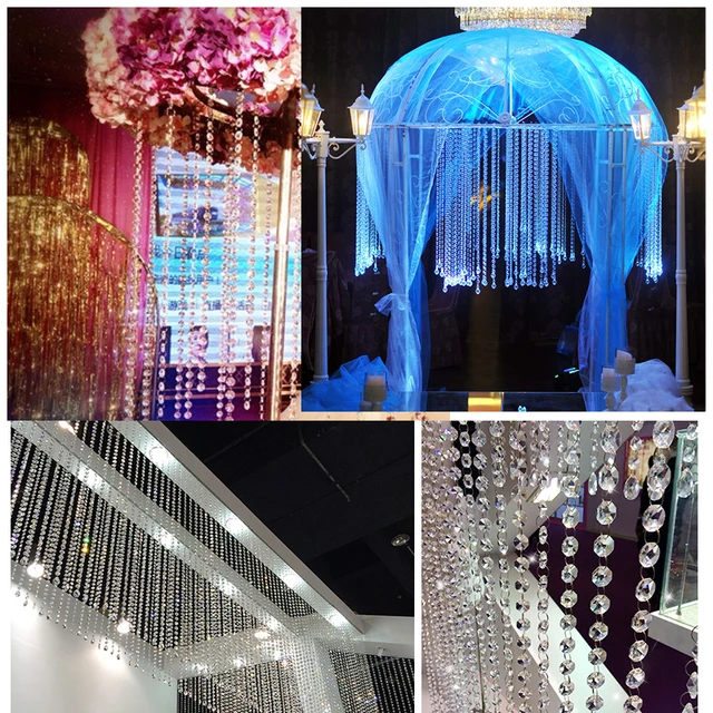 10m 투명 아크릴 크리스탈 창 크리스마스 파티 장식 화환 커튼 펜던트 로맨틱 웨딩 장식