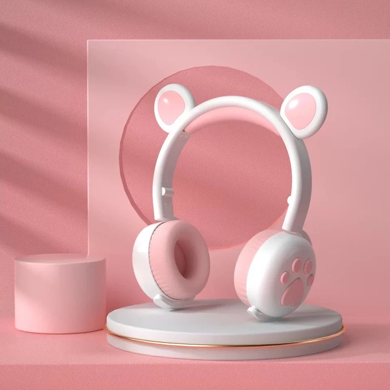Fone de Ouvido Dobrável e Brilhante de Urso Cosplay com Luz Notebook e Celular Led para pc Headset - Image 2