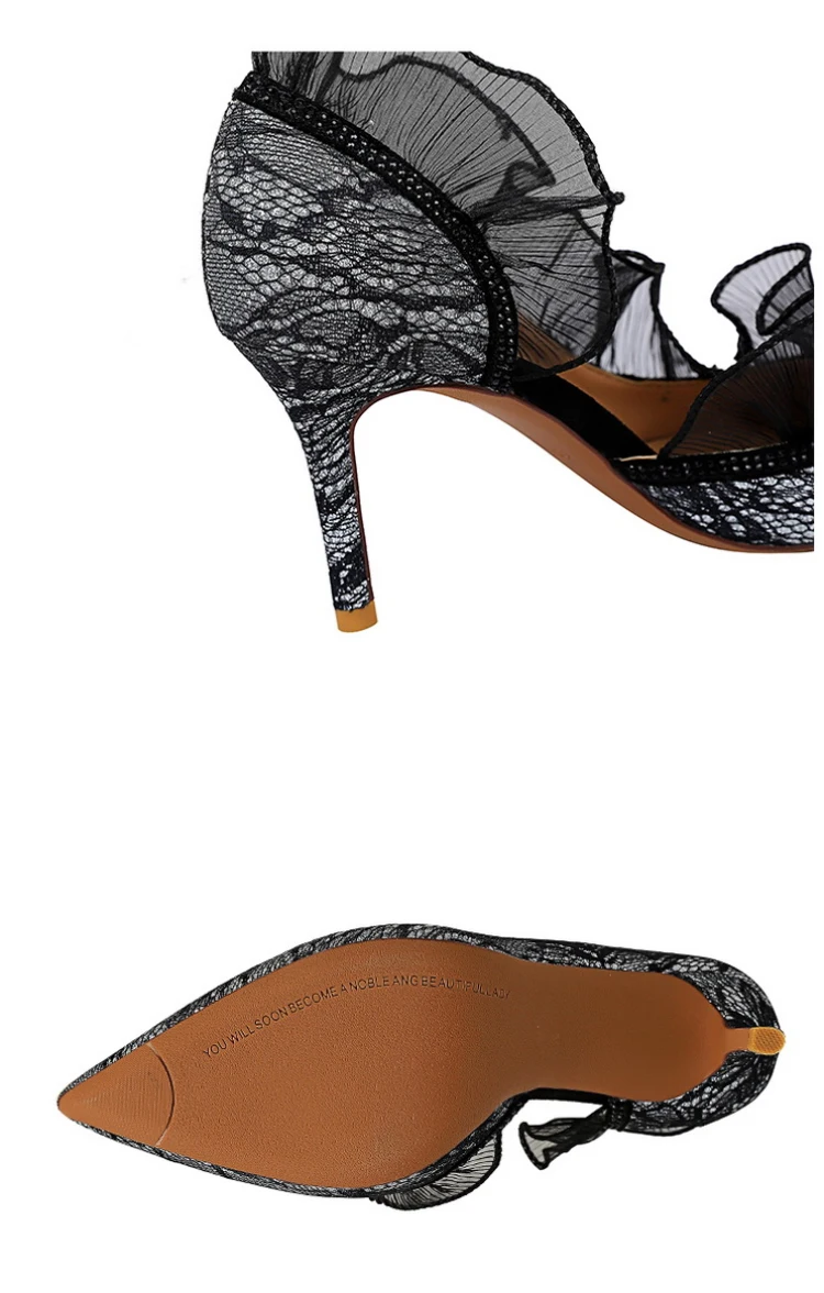 Пикантная женская обувь для торжеств в европейском и американском стиле на тонком высоком каблуке с открытым острым носком, украшенная стразами