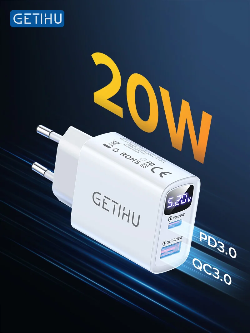 GETIHU PD 20W USB Charger EU Adapter Fast Phone Charge Portable For iPhone 12 11 Pro Xr Xs Max 6 7 8 iPad Huawei Xiaomi Samsung