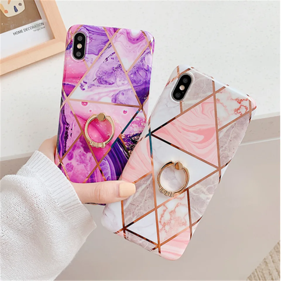 DTLeaf мраморные геометрические текстурированные чехлы для телефонов iPhone XR XS Max 6 6S 7