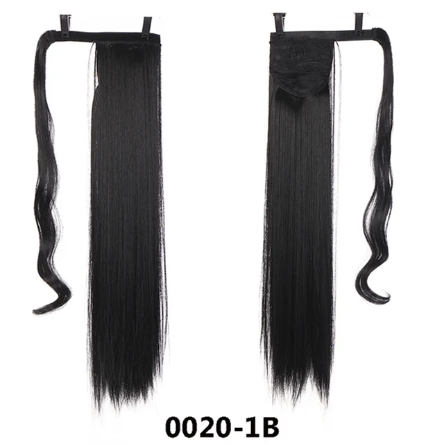 MSTN 24 Inches Long Synthetic Straight Ponytails for Women Natural Clip In Ponytail Hair Extension Hairpieces Blonde Fake Hair 0020-1B