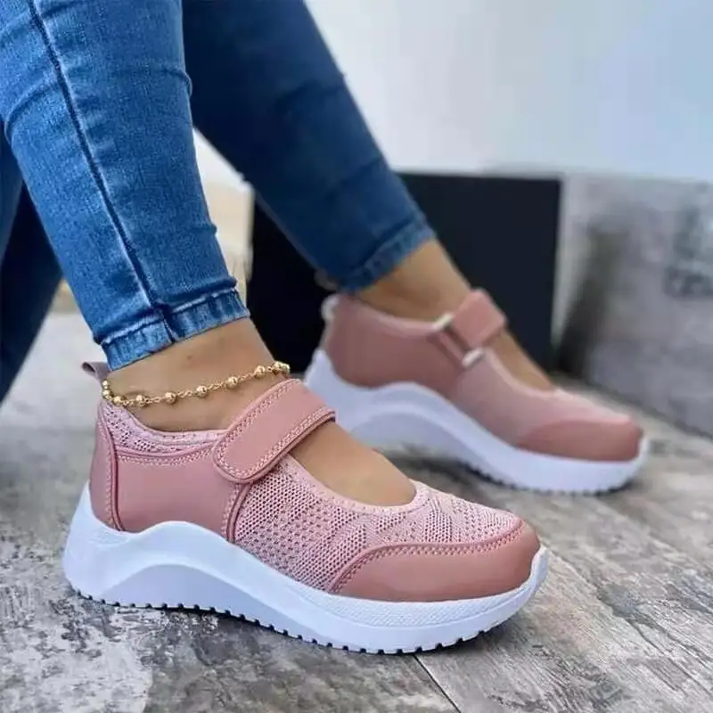 Zapatillas de deporte informales para mujer, zapatos de plataforma transpirables de malla, vulcanizados, de verano, 2021