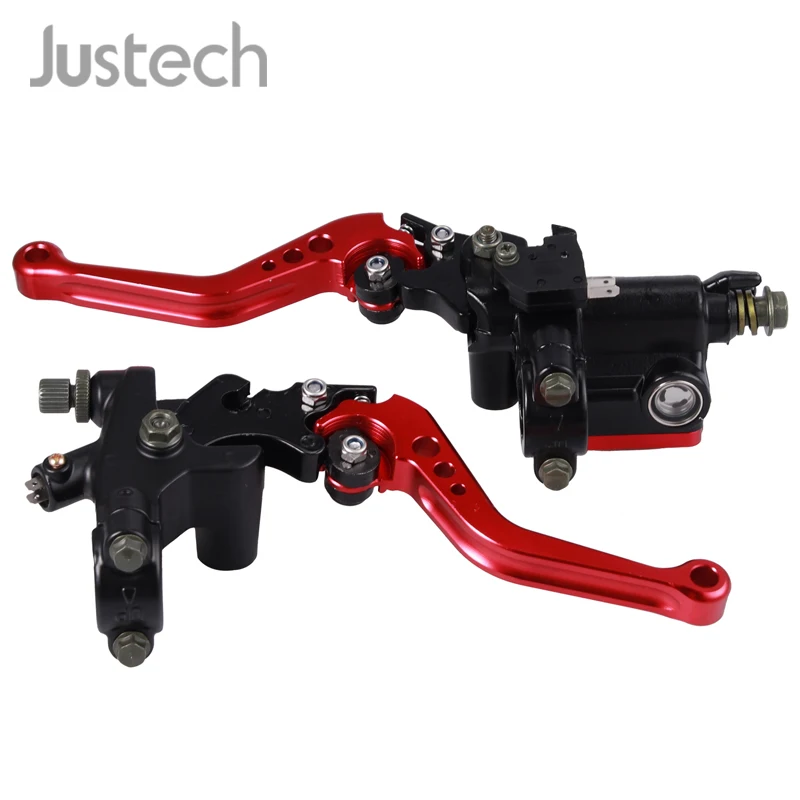 

Justech Universal 22mm 7/8 Inch CNC Handlebar Brake Clutch Master Cylinder Lever Reservoir Left + Right For Motorcycle