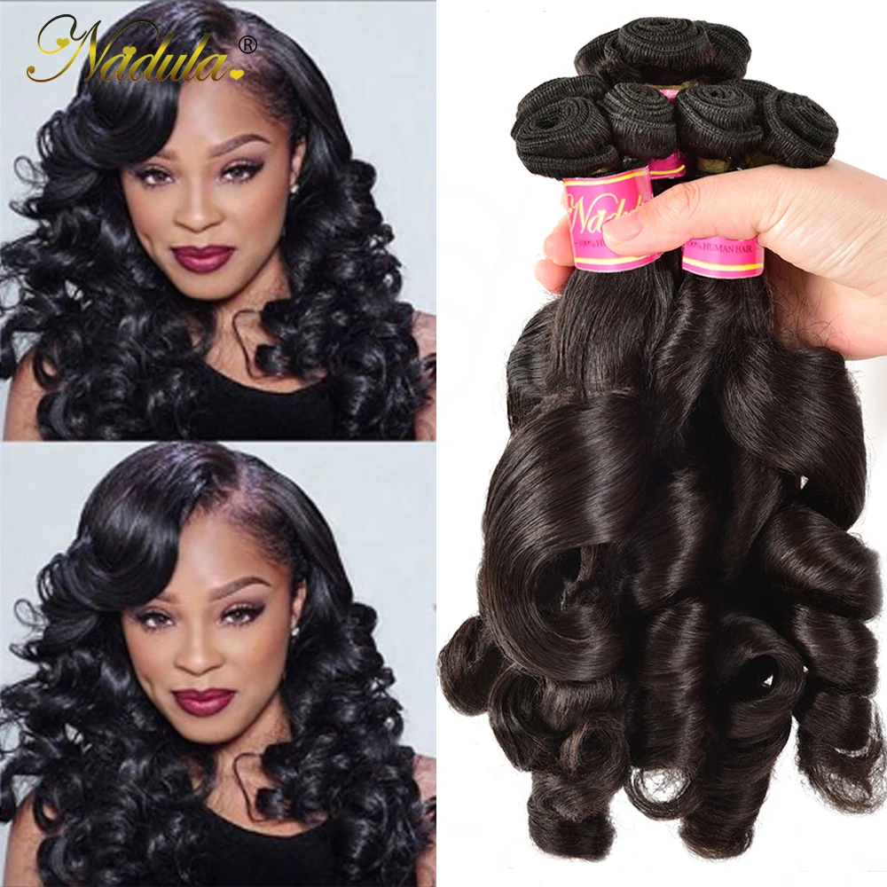 Nadula Hair Bouncy Funmi Curls Double Drawn Hair High Ratio 3 / 4 Bundles Curly Wave 1PCS Hair s