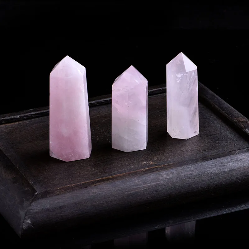 1 шт. натуральный кристалл Стразы из розового кварца ТОЧКА Mineral колонна