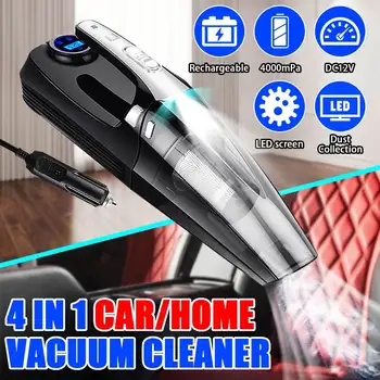 

4000mPa 4 in 1 Car Handheld Vacuum Cleaner Digital Tire Inflator Pump Pressure Gauge LED Light Vacuum Cleaner For Home Auto