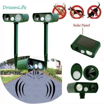 

Green Garden Cat Dog Pest Repeller Solar Powered Ultrasonic Scarer Frightened Animal Repellent Outdoor Use