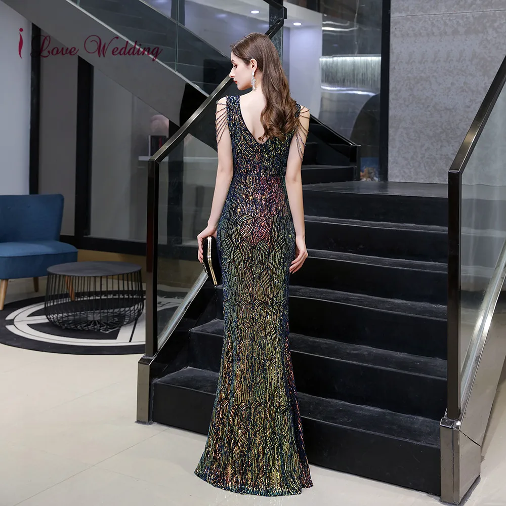 Vestido De Fiesta Noche вечернее платье с v-образным вырезом, расшитое блестками, длина до пола, без бретелек, вечернее платье русалки, новое поступление