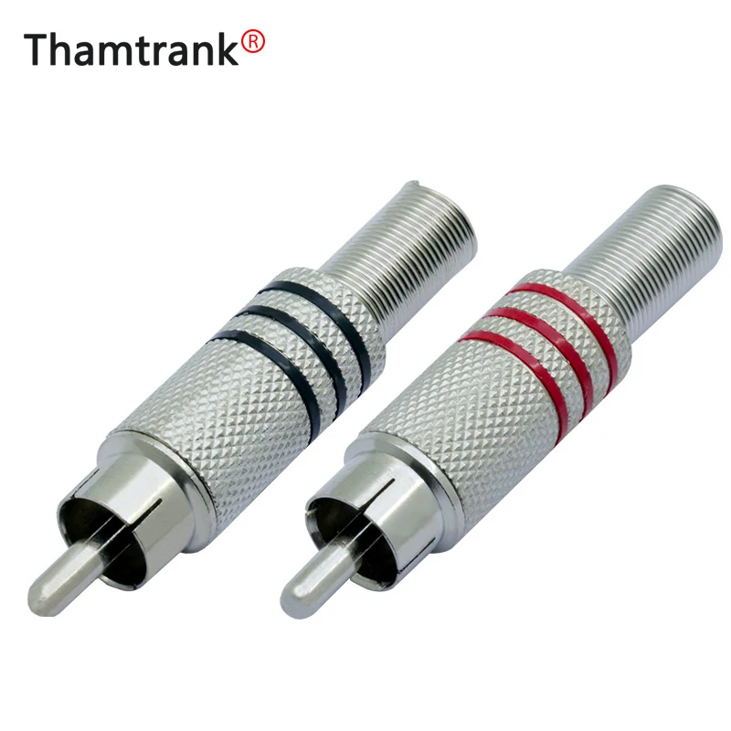 2PCS Nickle-plated Wire Connector RCA Male Plug with Metal Spring Fix Cable Size Up to 7mm RCA Connector afbeelding