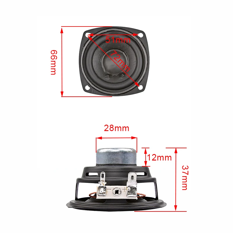 2.5 Inch 10W Deep Bass Speaker 66mm 4Ohm Subwoofer Driver Full Range Audio Sound Loudspeaker Home Theater DIY 2Pcs