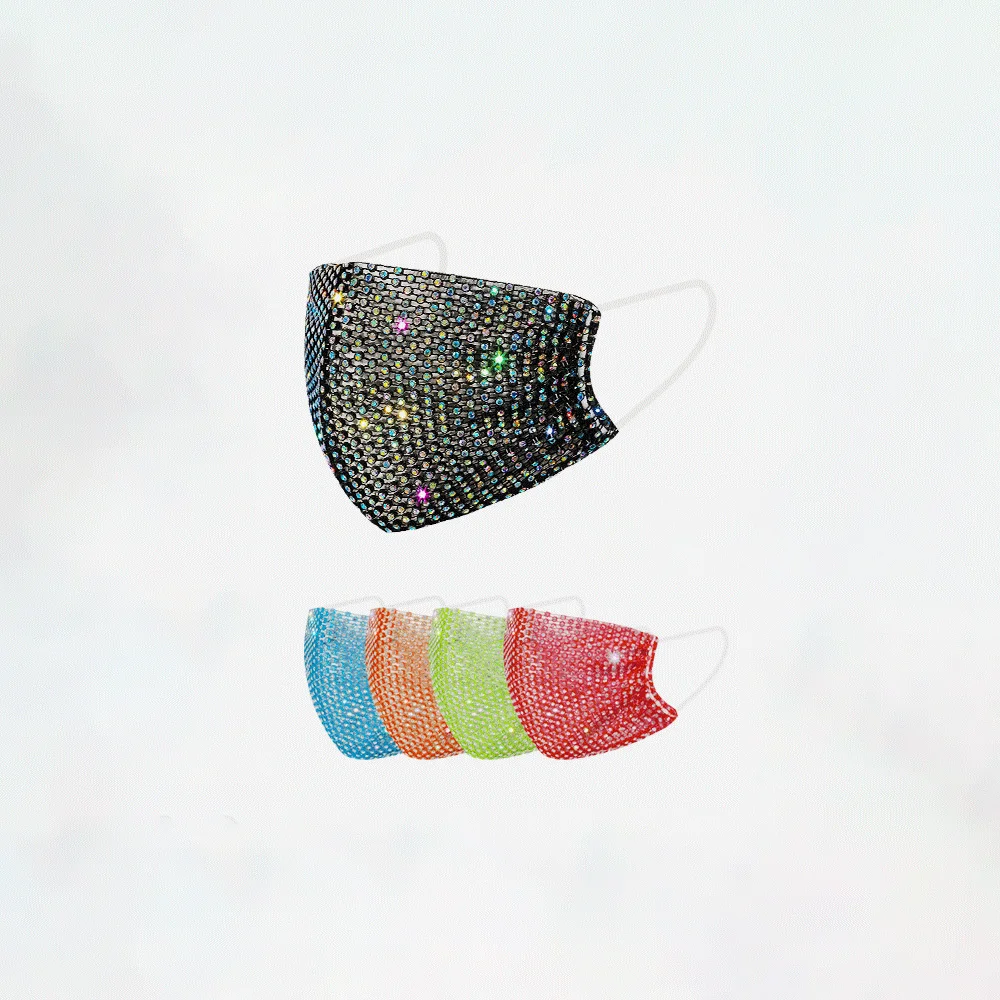 

Bandage Adult Mask Colorful Ab Diamond Mask Glitter Face Mask Color Rhinestone Mask Bling Mask Breathable