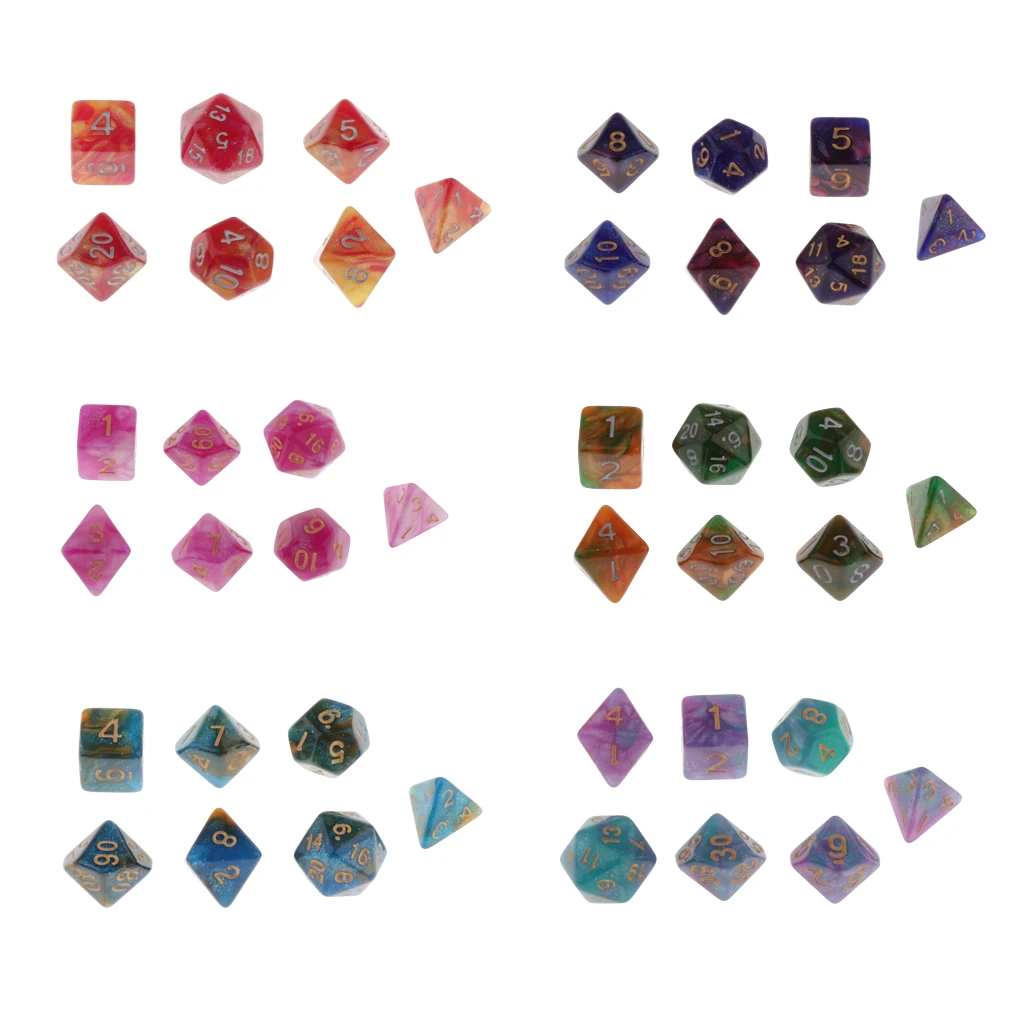 Многогранные игральные кости 7 матриц для D & D4 D20 D12 кубиков аксессуары настольной