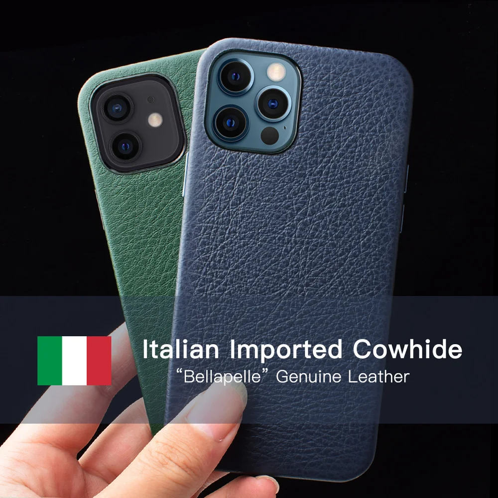 Italian Bellapelle Genuine Leather Case for iPhone 12 Pro Max mini High-end Luxury Fashion Natural Cowhide Phone Cases Cover