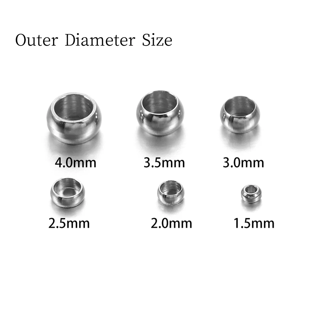 Stainless Steel Crimp End Beads 100/120Pcs/lot End Stopper Spacer Terminators Tips For Diy Jewelry Making