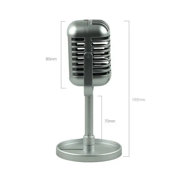 Simulation prop mic Classic retro vintage microphone Vintage Style Universal Stand for Live Performance Karaoke Studio Recording