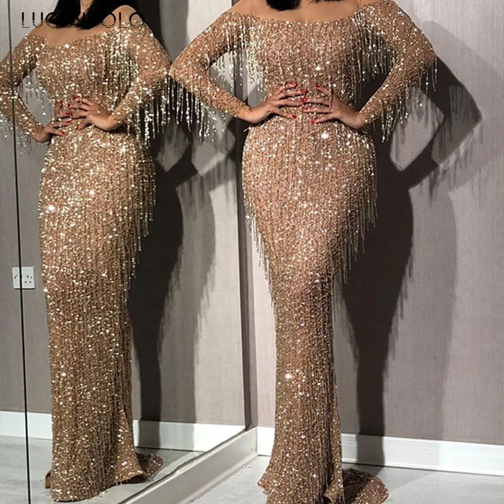 Lugentolo Party Dress Women Sexy Sequined Tassel Slim High Waist Strapless Solid Sheath 2020 Summer Fashion Womens Maxi Dress Lugentolo Party Dress Women Sexy Sequined Tassel Slim High Waist Strapless Solid Sheath 2020 Summer Fashion Womens Maxi Dress