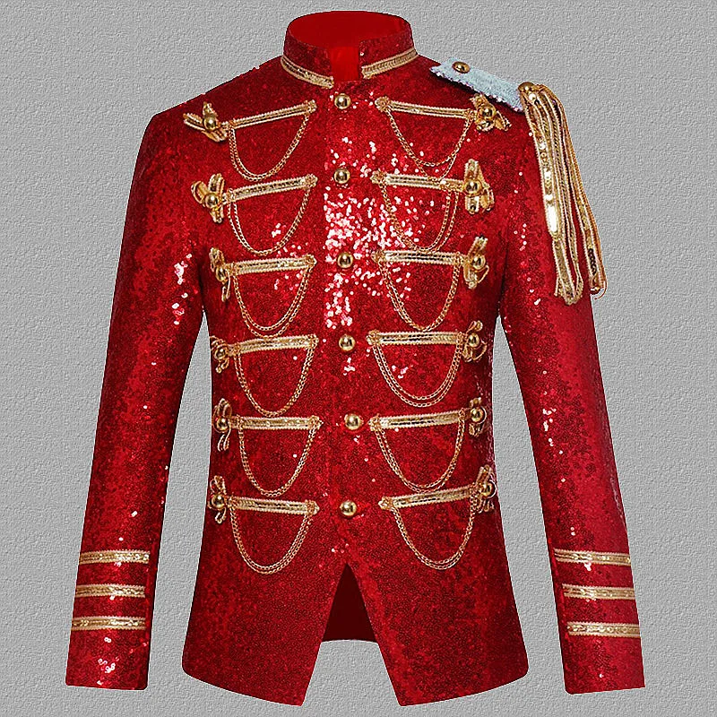 

Men Suit Jacket 2020 Casual Formal Blazer Stage Costumes For Singers Performance Red Mens Dress suits Jackets Sequin Clothes