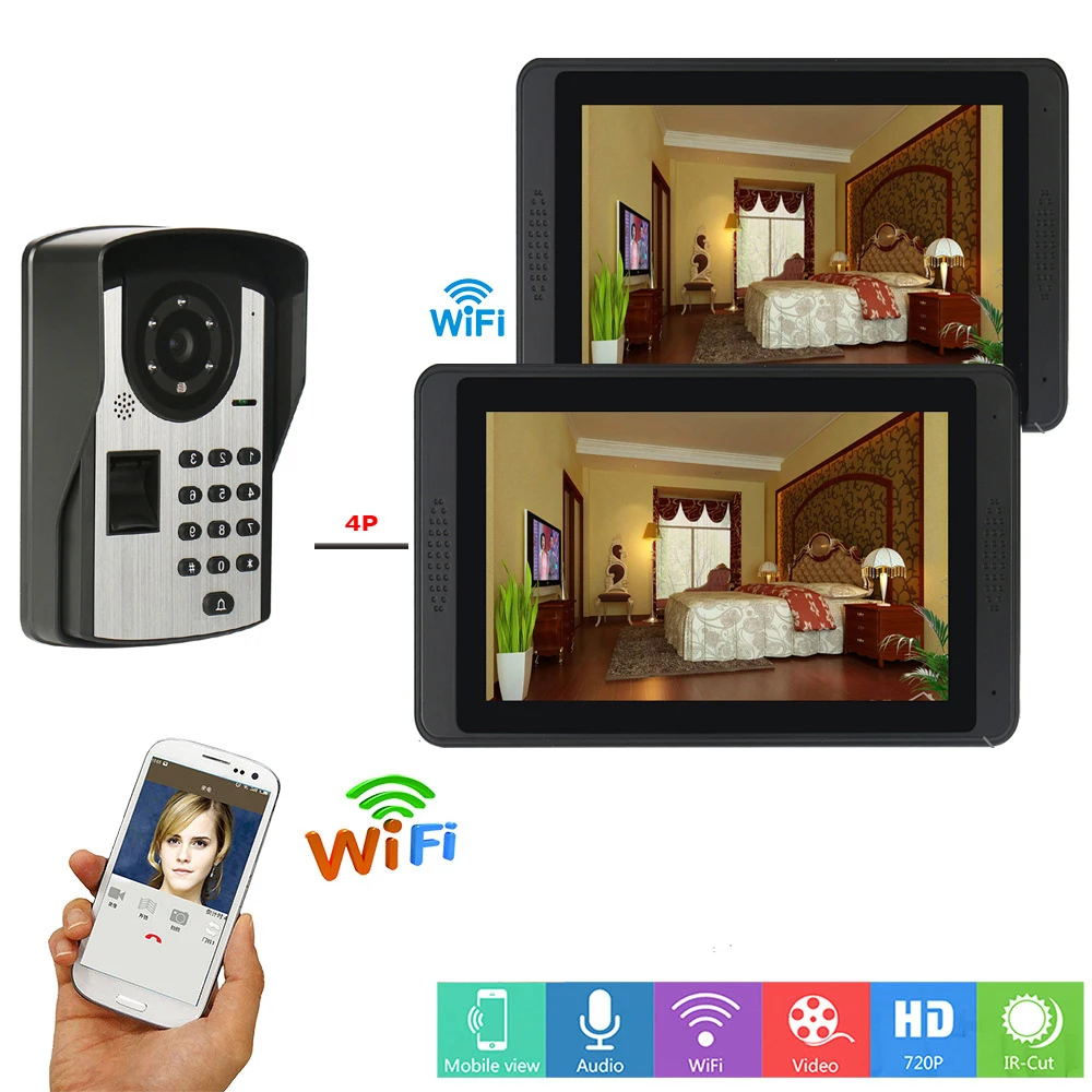 

Yobang Sec Video Intercom 7 Inch LCD WIFI Wireless Video Door Phone Doorbell Intercom APP Control RFID Password Fingerprint KIT